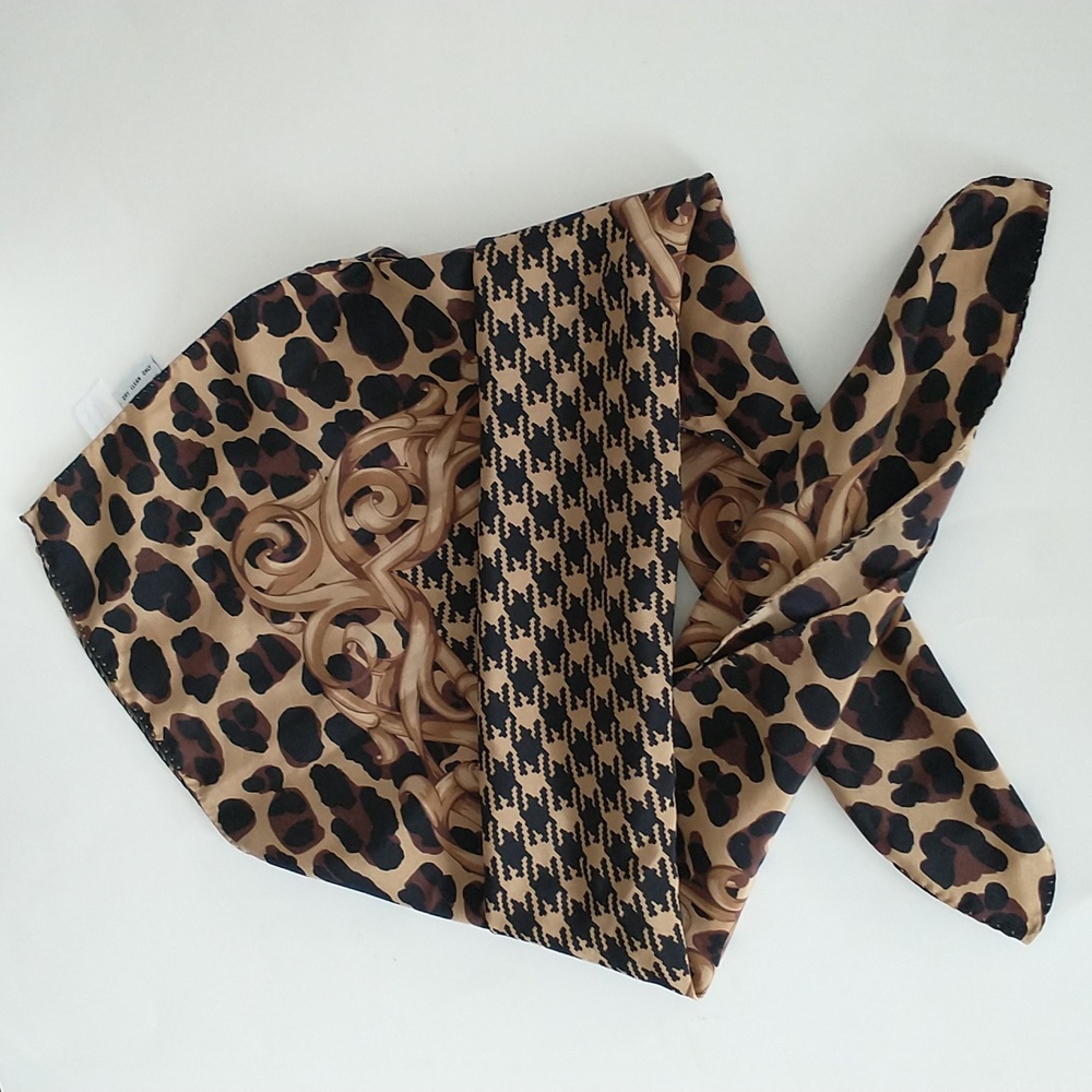 Talbots Brown and Black Silk Scarf